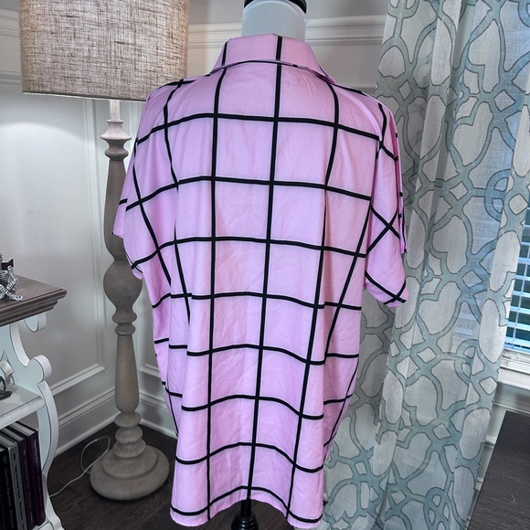 Zulily NWOT window pane oversized collared blouse with pocket - Picture 5 of 5